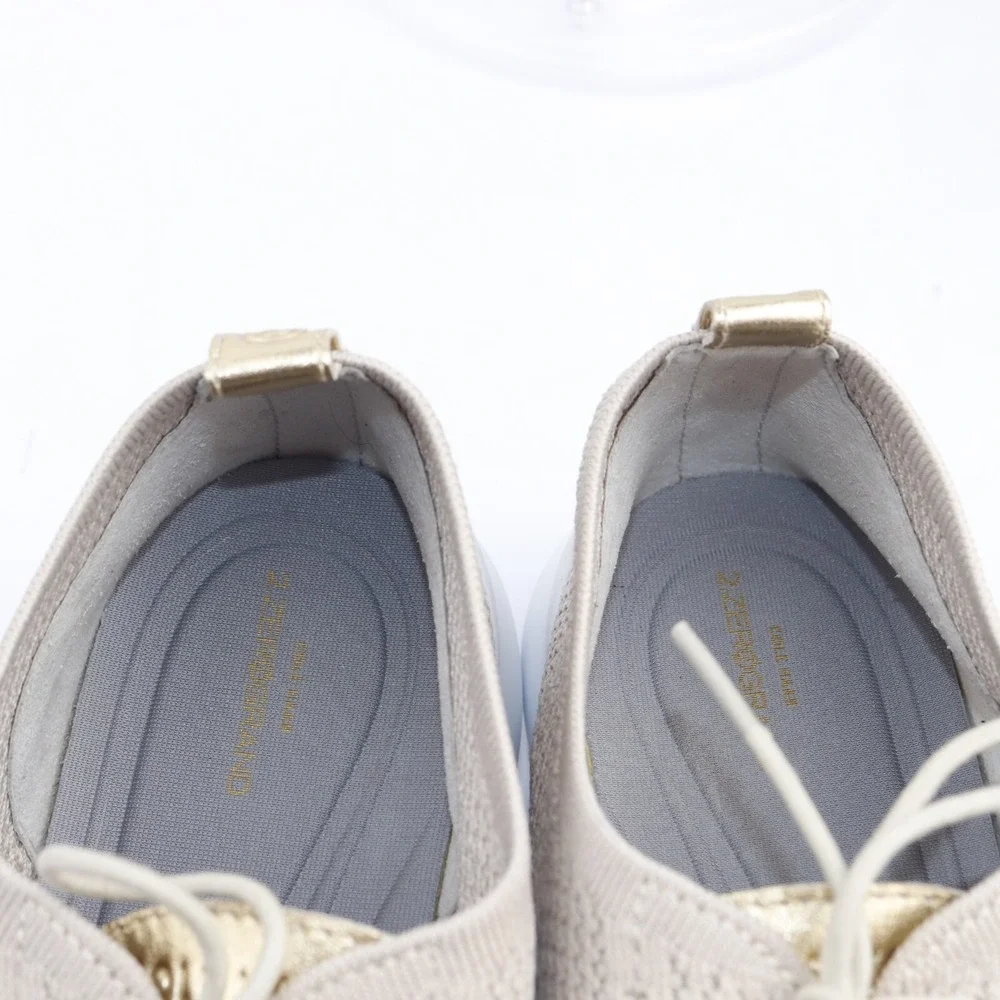 Cole Haan Womens 2.Zerogrand Oxford Shoes Size 11 Tan Knit Wingtip Sneaker Comfy